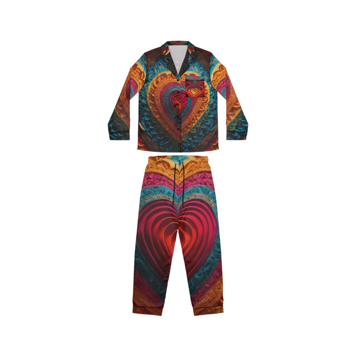 Vibrant Heart Mandala - Women's Satin Pajamas - All Over Prints - g(0D·IO) - XS/S - Black -