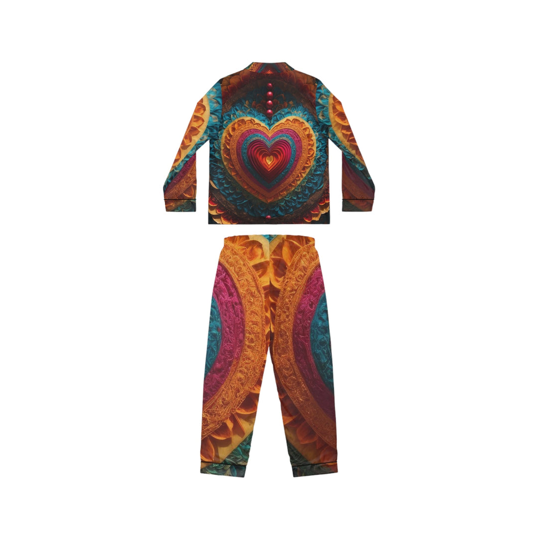 Vibrant Heart Mandala - Women's Satin Pajamas - All Over Prints - g(0D·IO) - XS/S - Black -