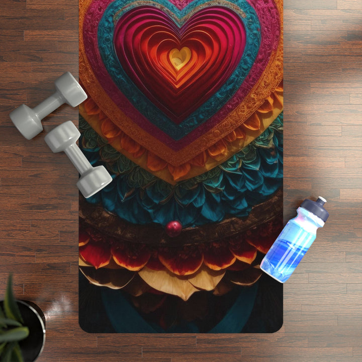 Vibrant Heart Mandala - Yoga Mat - Home Decor - g(0D·IO) - 24” x 68” - -