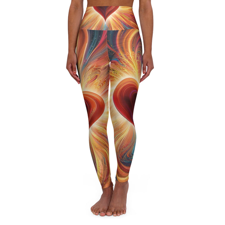 Vibrant Heart Nebula - High Waisted AOP Yoga Leggings - All Over Prints - g(0D·IO) - XS - -