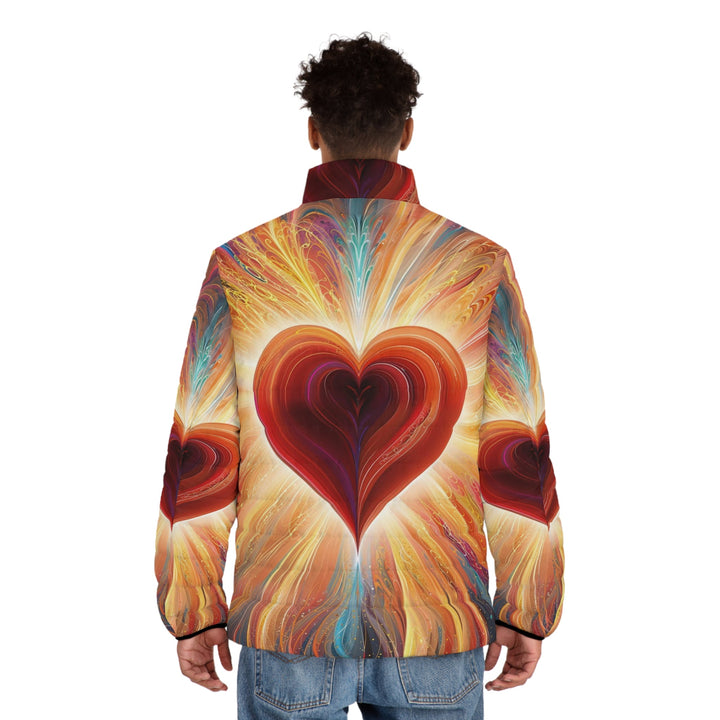 Vibrant Heart Nebula - Puffer Jacket - All Over Prints - g(0D·IO) - S - Black zipper -