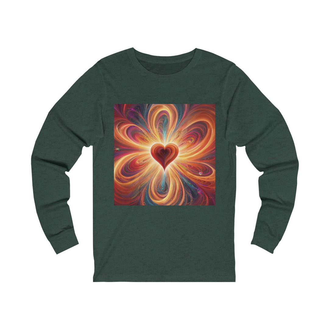 Vibrant Heart Nebula - Unisex Jersey Long Sleeve Tee - Long-sleeve - g(0D·IO) - S - Heather Forest -