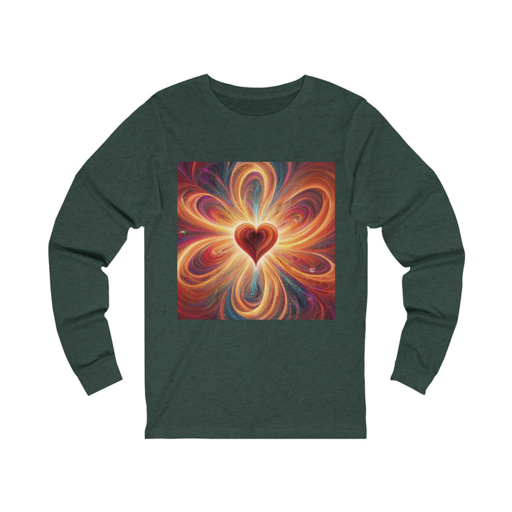 Vibrant Heart Nebula - Unisex Jersey Long Sleeve Tee - Long-sleeve - g(0D·IO) - S - Heather Forest -