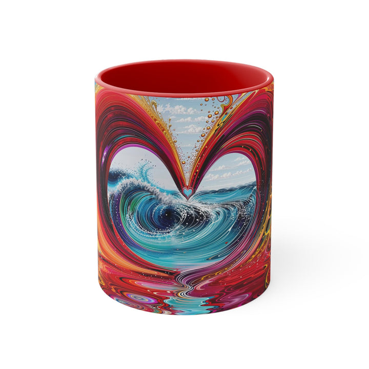 Vibrant Heart Waves - Accent Coffee Mug - Mug - g(0D·IO) - Red - 11oz -