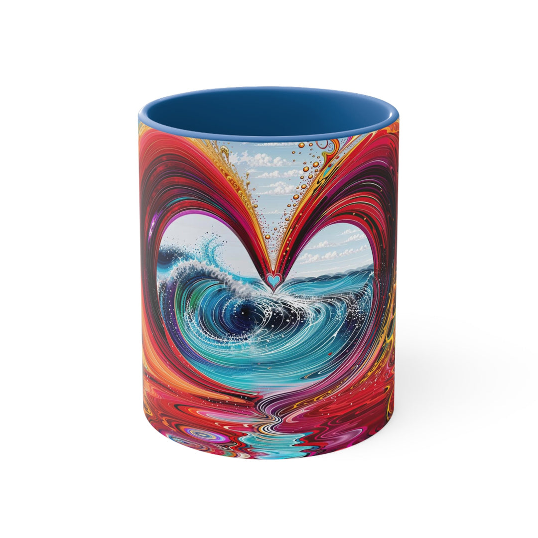 Vibrant Heart Waves - Accent Coffee Mug - Mug - g(0D·IO) - Blue - 11oz -