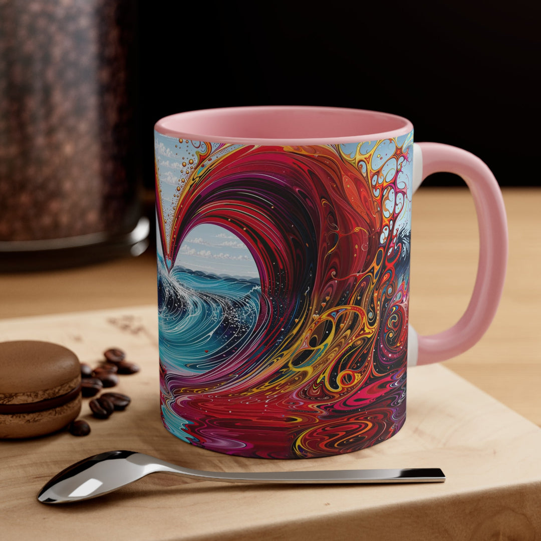 Vibrant Heart Waves - Accent Coffee Mug - Mug - g(0D·IO) - Pink - 11oz -