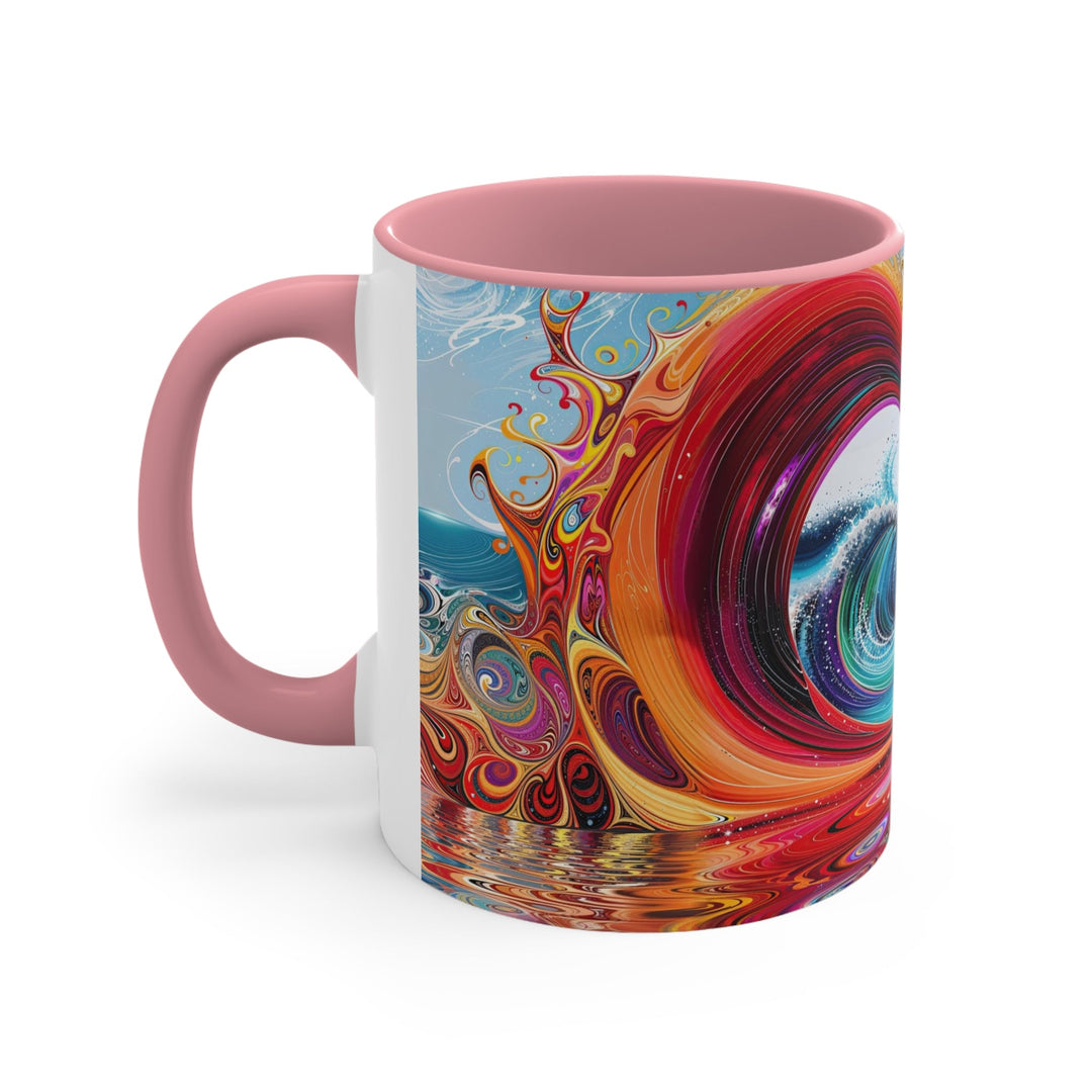 Vibrant Heart Waves - Accent Coffee Mug - Mug - g(0D·IO) - Pink - 11oz -