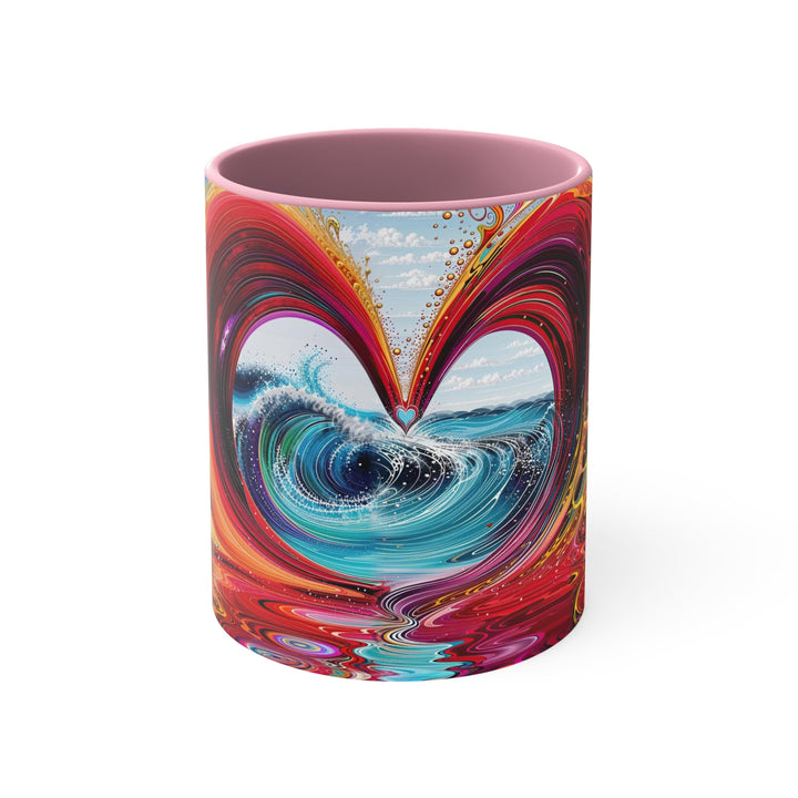 Vibrant Heart Waves - Accent Coffee Mug - Mug - g(0D·IO) - Pink - 11oz -