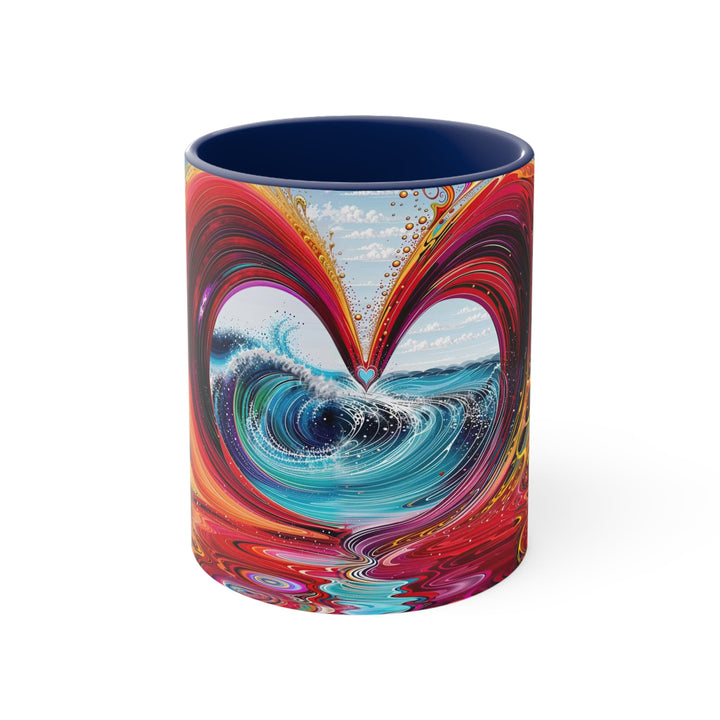 Vibrant Heart Waves - Accent Coffee Mug - Mug - g(0D·IO) - Navy - 11oz -