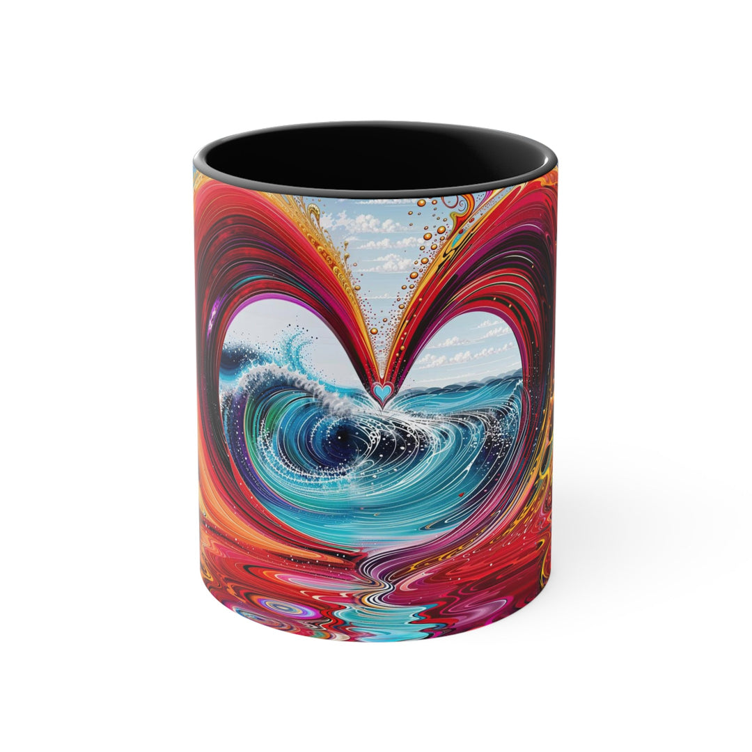 Vibrant Heart Waves - Accent Coffee Mug - Mug - g(0D·IO) - Black - 11oz -