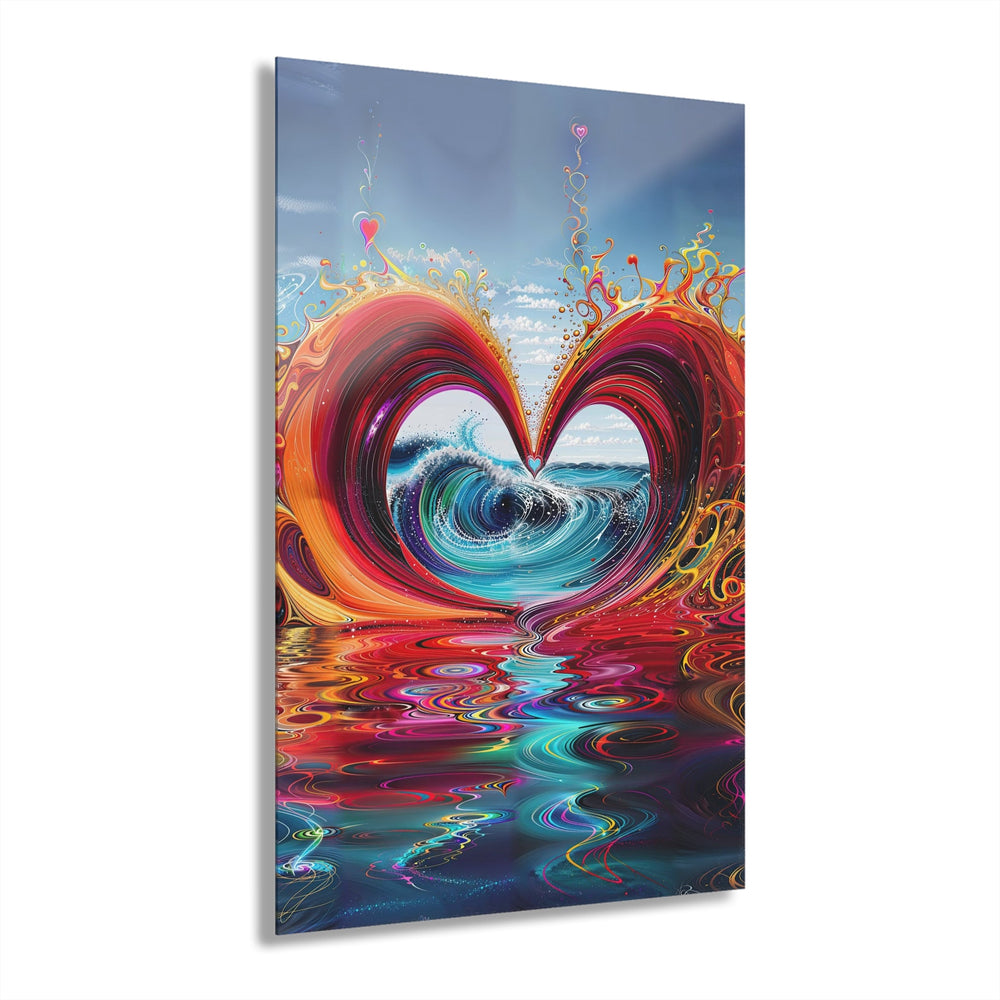 Vibrant Heart Waves - Acrylic Prints (French Cleat Hanging) - Home Decor - g(0D·IO) - 24" x 36" (Vertical) - 0.25'' -