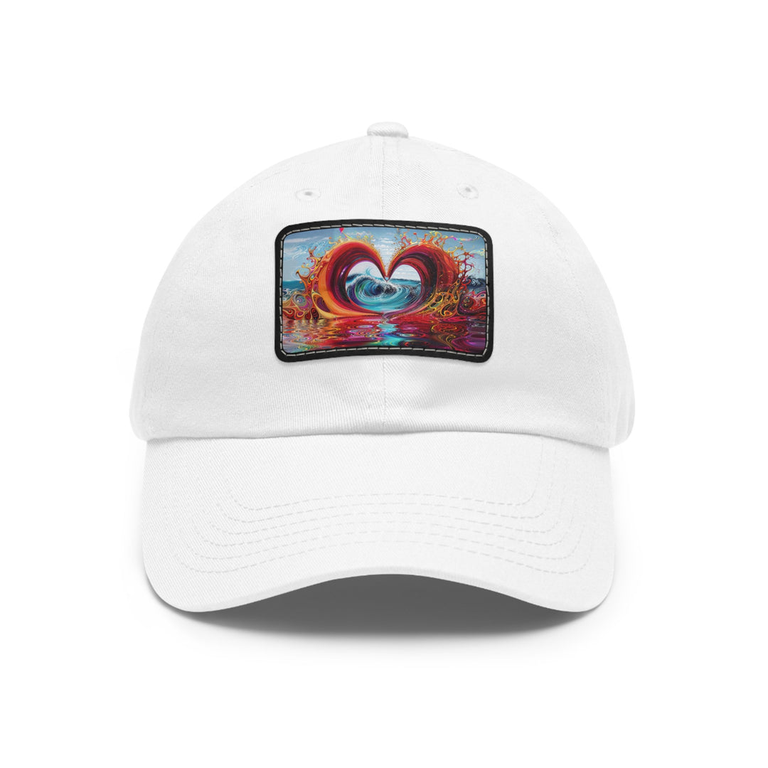 Vibrant Heart Waves - Dad Hat - Hats - g(0D·IO) - White / Black patch - Rectangle - One size