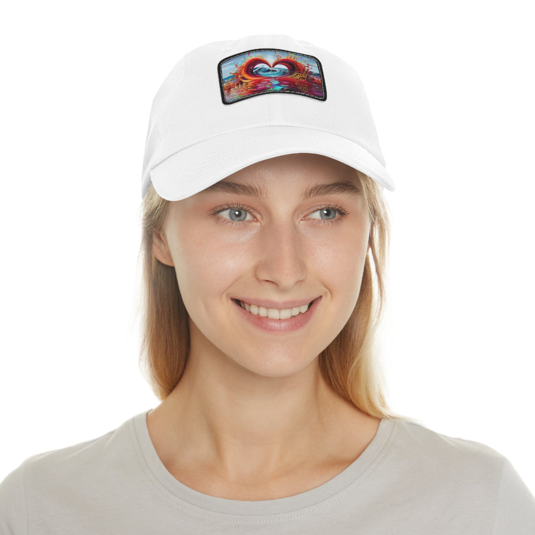 Vibrant Heart Waves - Dad Hat - Hats - g(0D·IO) - White / Black patch - Rectangle - One size