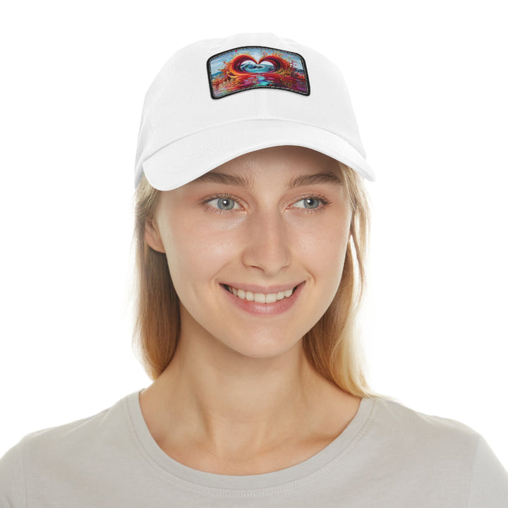 Vibrant Heart Waves - Dad Hat - Hats - g(0D·IO) - White / Black patch - Rectangle - One size