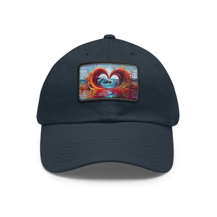 Vibrant Heart Waves - Dad Hat - Hats - g(0D·IO) - Navy / Black patch - Rectangle - One size