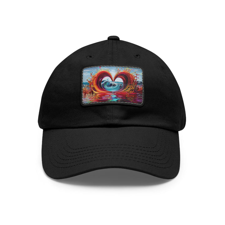 Vibrant Heart Waves - Dad Hat - Hats - g(0D·IO) - Black / Black patch - Rectangle - One size