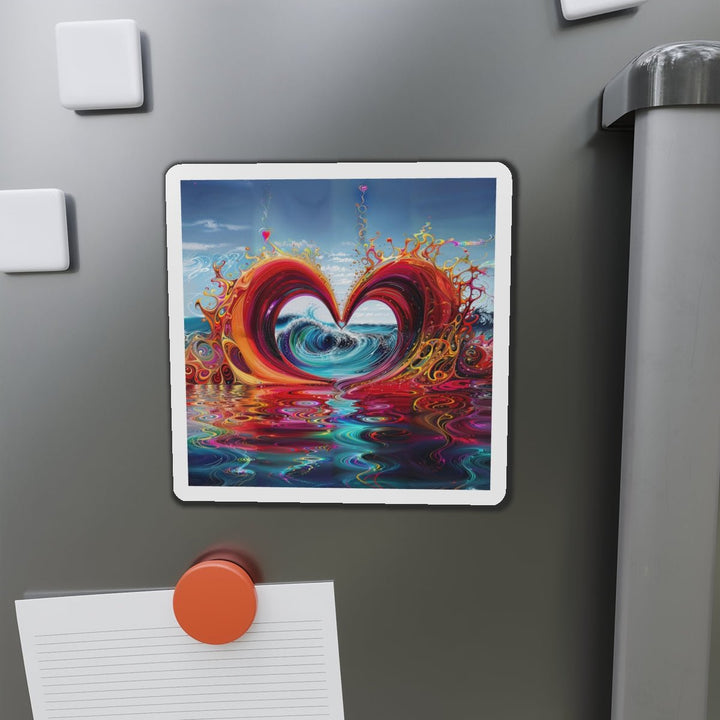Vibrant Heart Waves - Die-cut Magnet - Home Decor - g(0D·IO) - 6 × 6" - Die-Cut - 1 pc