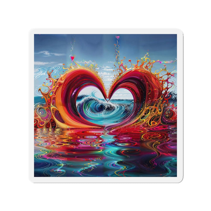 Vibrant Heart Waves - Die-cut Magnet - Home Decor - g(0D·IO) - 4" x 4" - Die-Cut - 1 pc