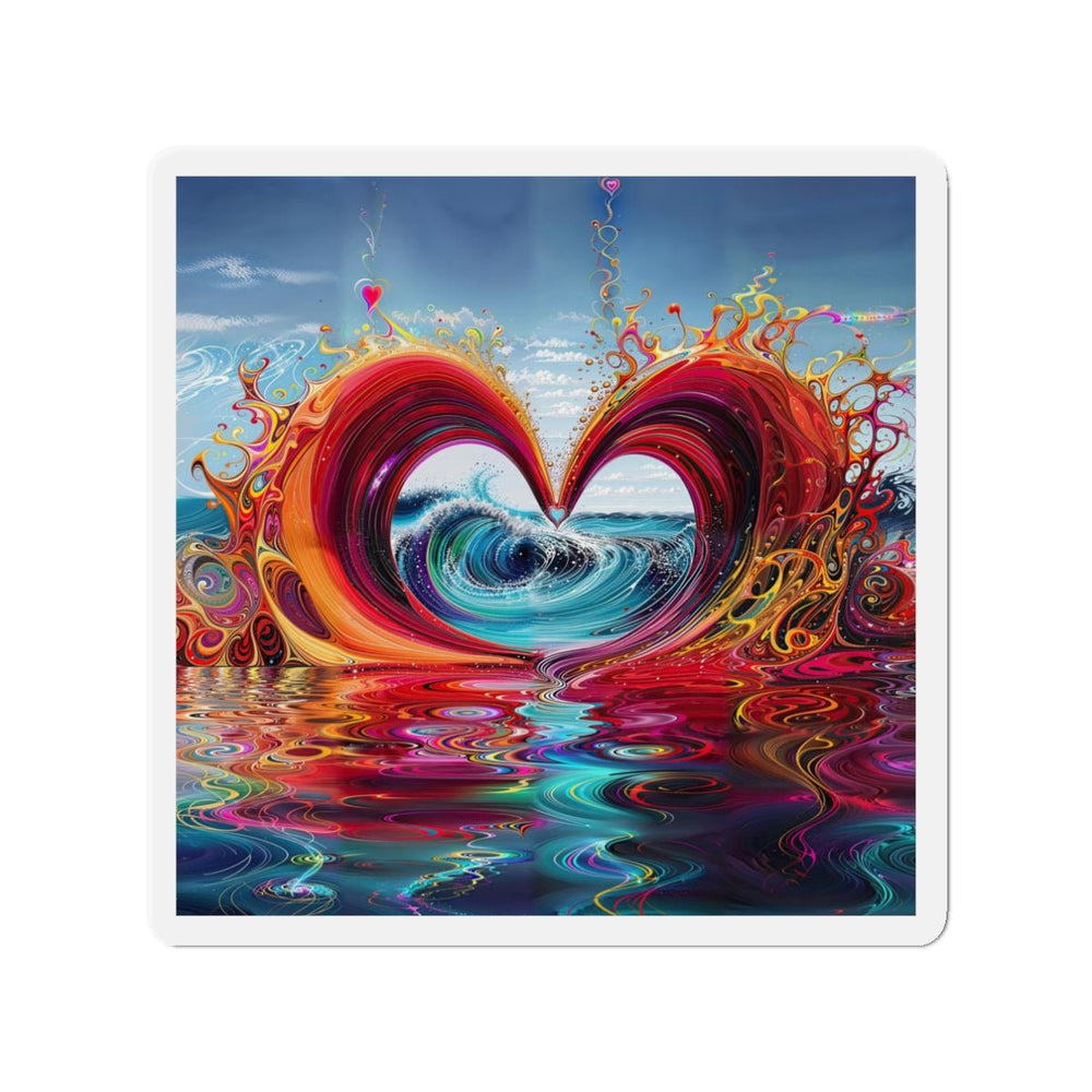 Vibrant Heart Waves - Die-cut Magnet - Home Decor - g(0D·IO) - 3" x 3" - Die-Cut - 1 pc