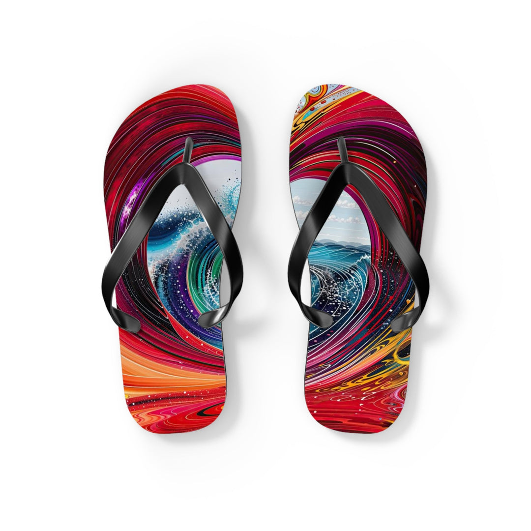 Vibrant Heart Waves - Flip Flops - Shoes - g(0D·IO) - S - Black sole -