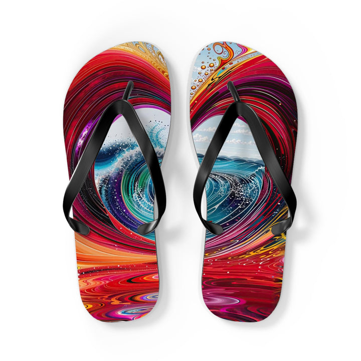 Vibrant Heart Waves - Flip Flops - Shoes - g(0D·IO) - L - Black sole -