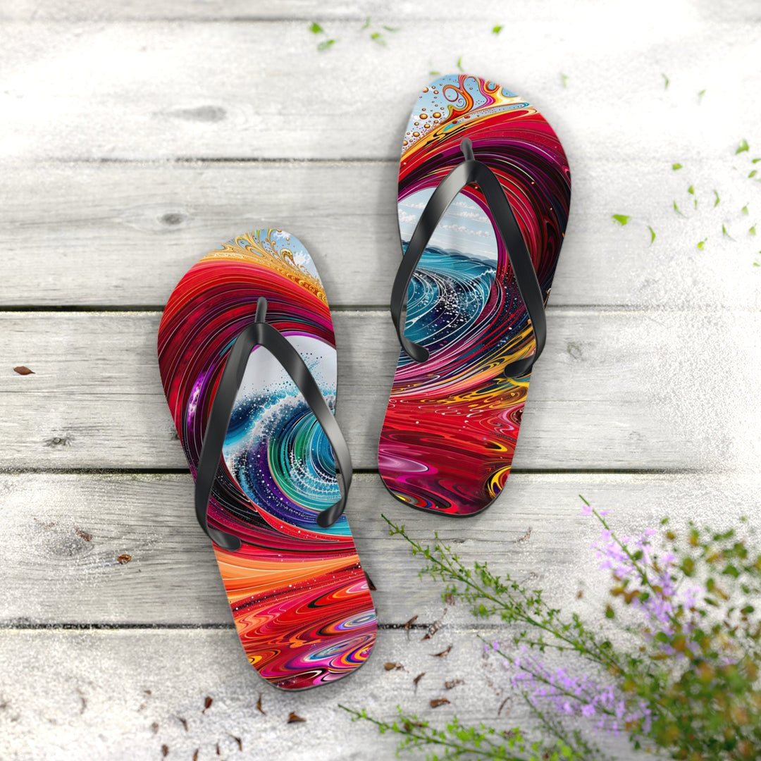 Vibrant Heart Waves - Flip Flops - Shoes - g(0D·IO) - XL - Black sole -