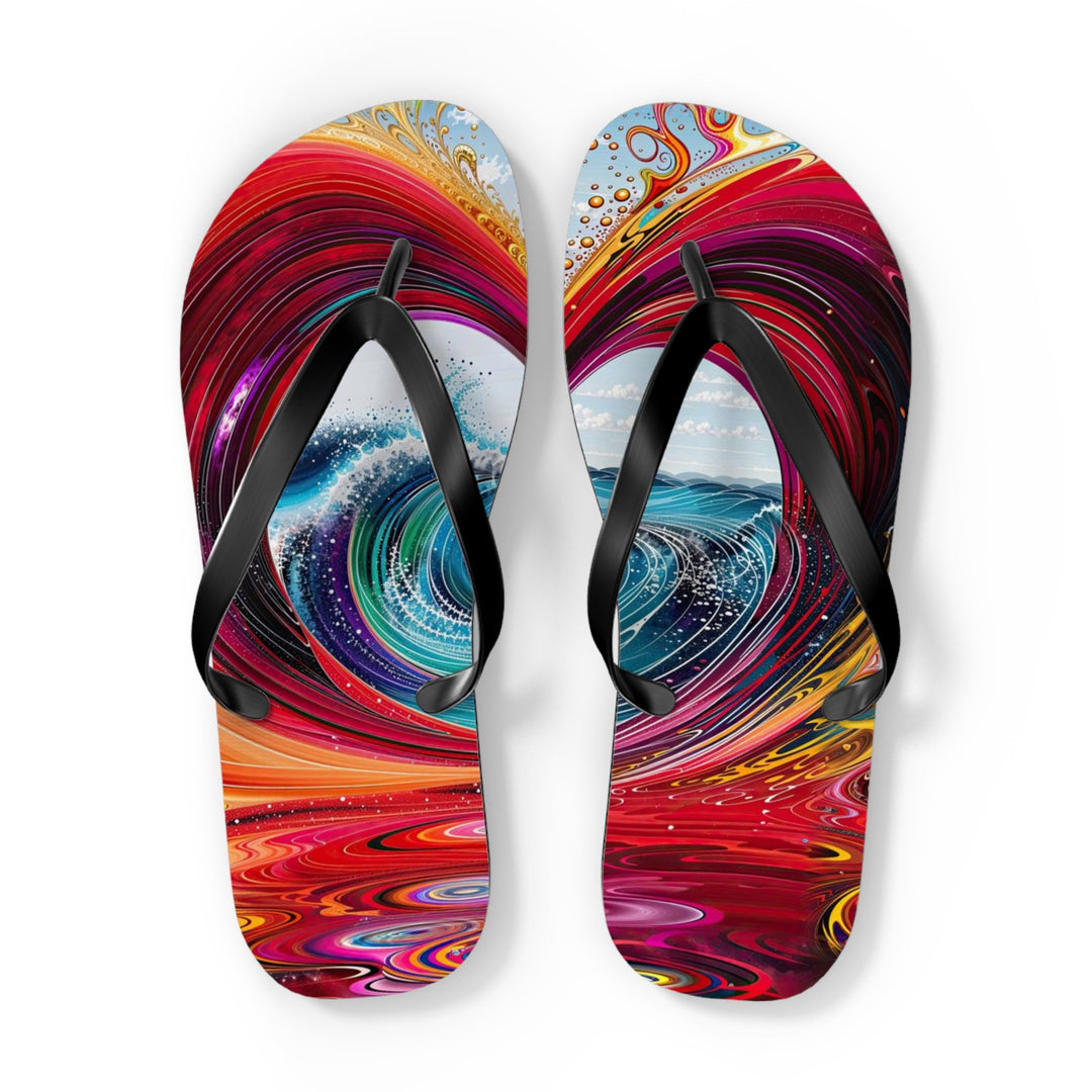 Vibrant Heart Waves - Flip Flops - Shoes - g(0D·IO) - XL - Black sole -