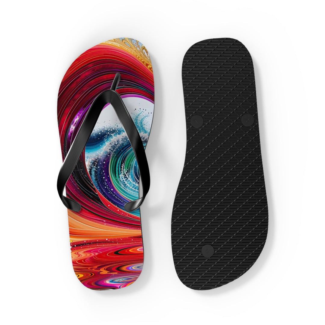 Vibrant Heart Waves - Flip Flops - Shoes - g(0D·IO) - XL - Black sole -