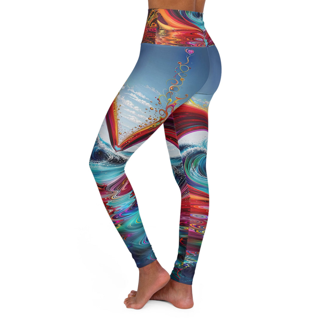 Vibrant Heart Waves - High Waisted AOP Yoga Leggings - All Over Prints - g(0D·IO) - XS - -