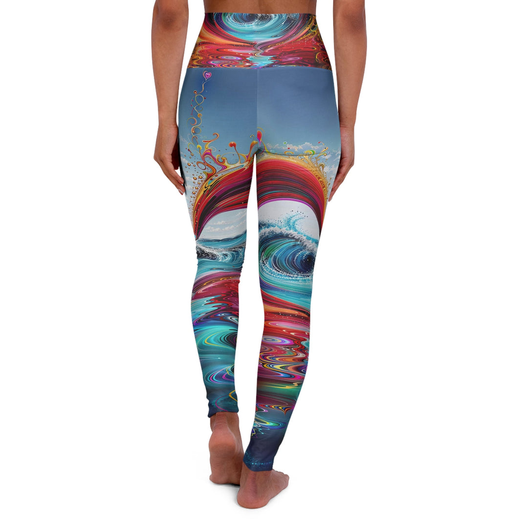 Vibrant Heart Waves - High Waisted AOP Yoga Leggings - All Over Prints - g(0D·IO) - XS - -