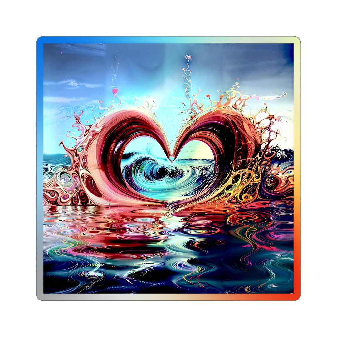 Vibrant Heart Waves - Holographic Die-Cut Sticker - Paper products - g(0D·IO) - 3" × 3" - Die-Cut - Holographic