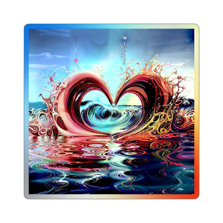 Vibrant Heart Waves - Holographic Die-Cut Sticker - Paper products - g(0D·IO) - 6" × 6" - Die-Cut - Holographic