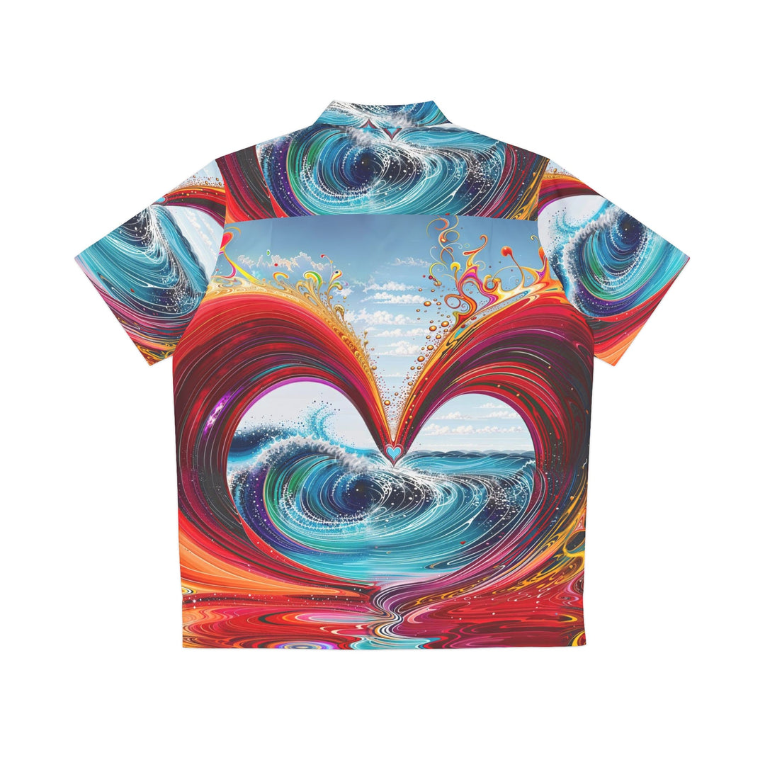 Vibrant Heart Waves - Men's Hawaiian Shirt - All Over Prints - g(0D·IO) - S - Black -