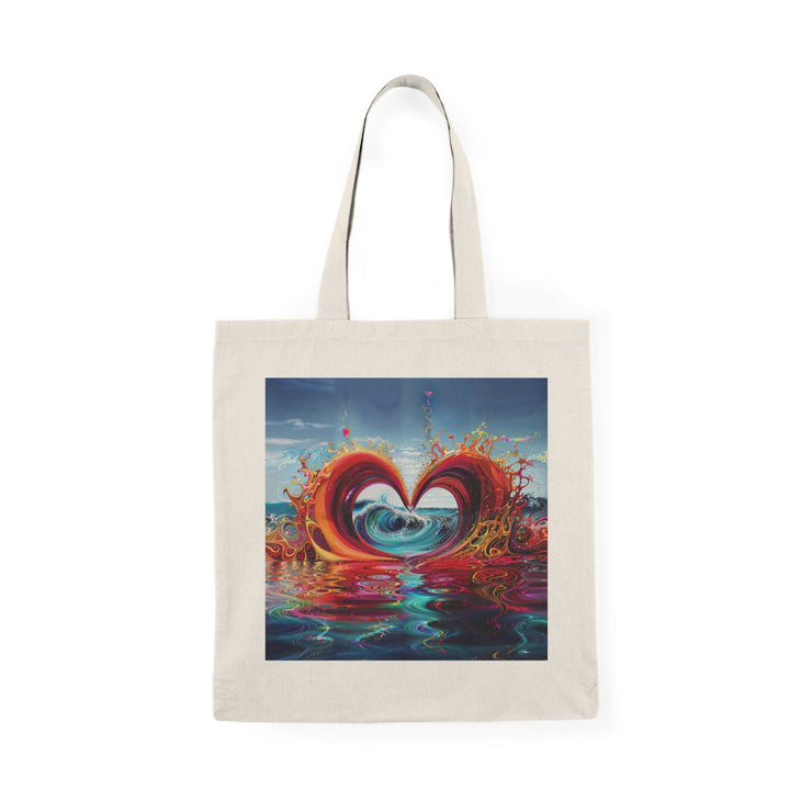 Vibrant Heart Waves - Natural Tote Bag - Bags - g(0D·IO) - 15" x 16" - Natural -