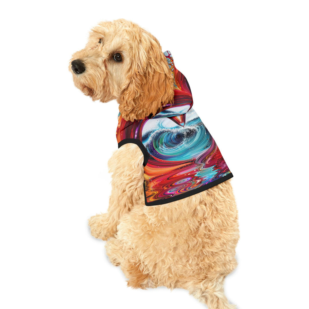 Vibrant Heart Waves - Pet Hoodie - Pets - g(0D·IO) - XXS - Black Rib -