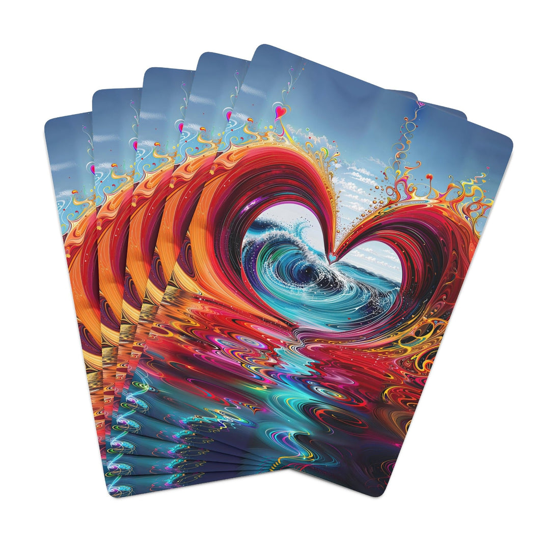 Vibrant Heart Waves - Poker Cards - Paper products - g(0D·IO) - 2.47" x 3.47" - White - Semi Glossy