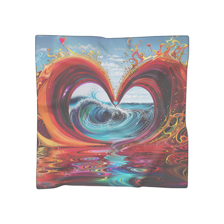 Vibrant Heart Waves - Poly Scarf - Accessories - g(0D·IO) - Poly voile - 50" × 50" -