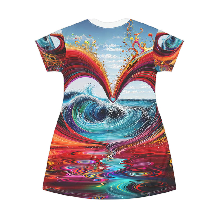 Vibrant Heart Waves - T-Shirt Dress - All Over Prints - g(0D·IO) - XS - -