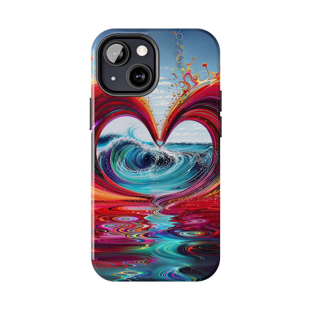 Vibrant Heart Waves - Tough Phone Case - Phone Case - g(0D·IO) - iPhone 13 Mini - -