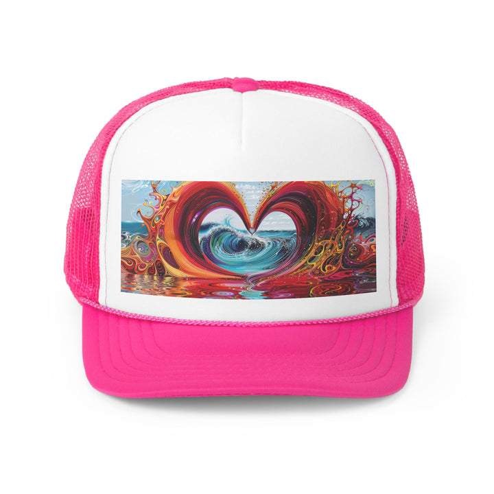 Vibrant Heart Waves - Trucker Hat - Hats - g(0D·IO) - Pink - One size -