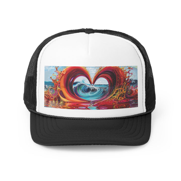 Vibrant Heart Waves - Trucker Hat - Hats - g(0D·IO) - Black - One size -