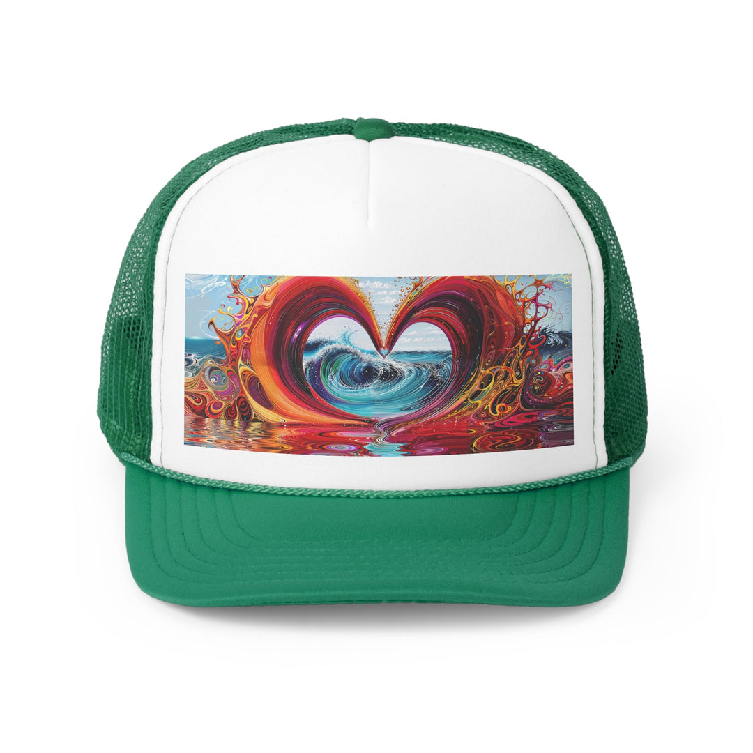 Vibrant Heart Waves - Trucker Hat - Hats - g(0D·IO) - Green - One size -