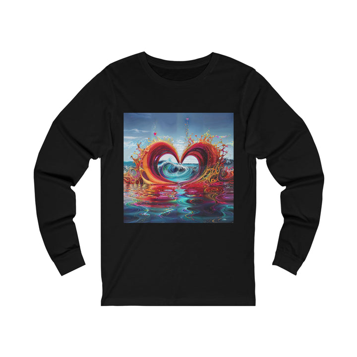 Vibrant Heart Waves - Unisex Jersey Long Sleeve Tee - Long-sleeve - g(0D·IO) - S - Black -