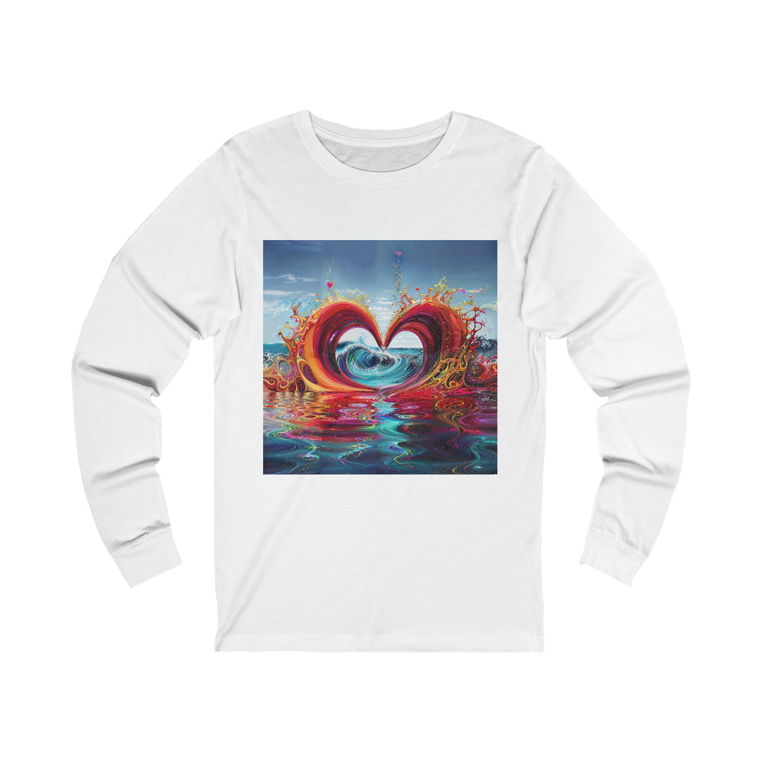 Vibrant Heart Waves - Unisex Jersey Long Sleeve Tee - Long-sleeve - g(0D·IO) - S - White -