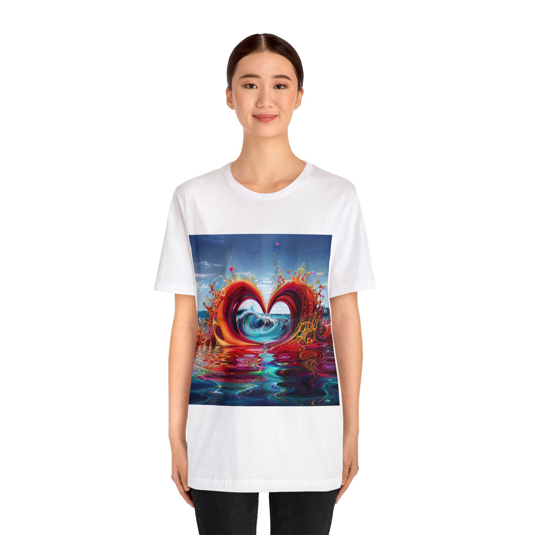 Vibrant Heart Waves - Unisex Jersey Short Sleeve Tee - T-Shirt - g(0D·IO) - Black - S -