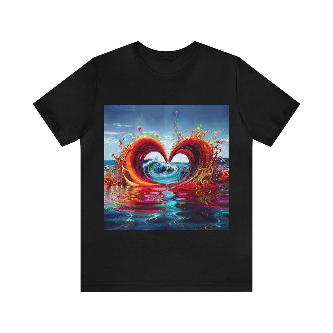 Vibrant Heart Waves - Unisex Jersey Short Sleeve Tee - T-Shirt - g(0D·IO) - Black - S -