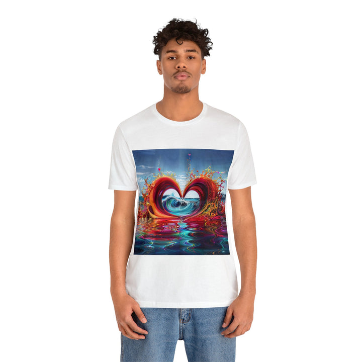 Vibrant Heart Waves - Unisex Jersey Short Sleeve Tee - T-Shirt - g(0D·IO) - Black - S -