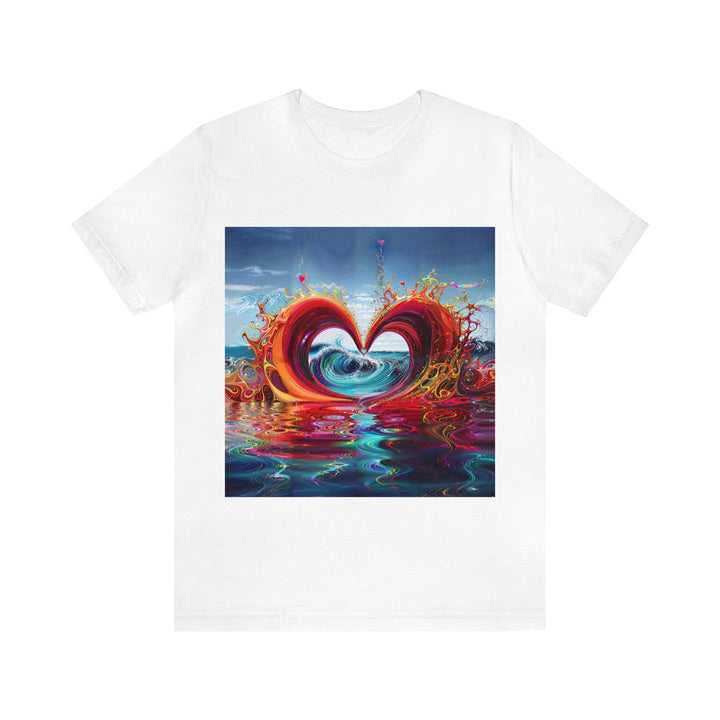 Vibrant Heart Waves - Unisex Jersey Short Sleeve Tee - T-Shirt - g(0D·IO) - White - S -