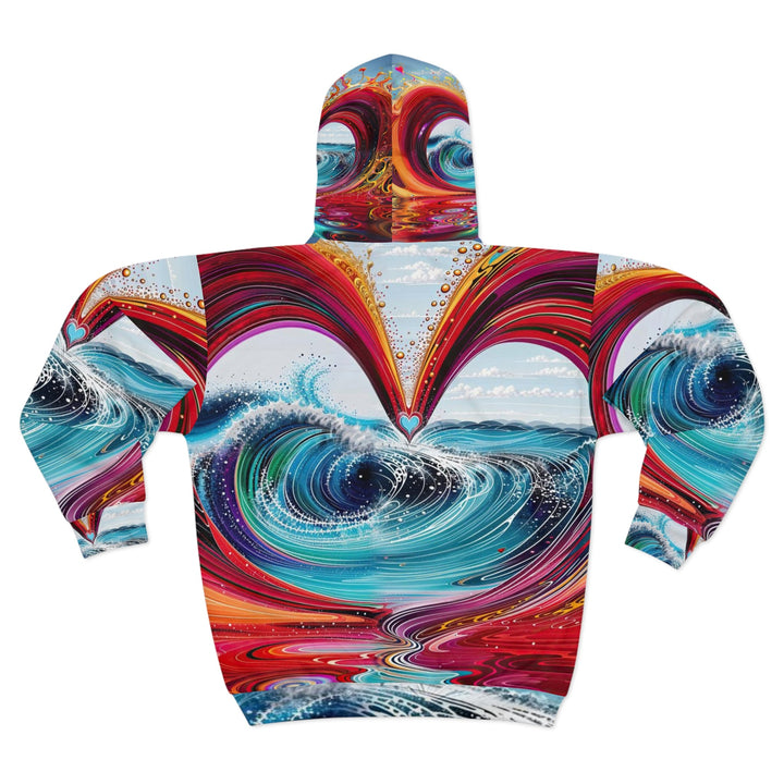 Vibrant Heart Waves - Unisex Zip Hoodie - All Over Prints - g(0D·IO) - XS - -