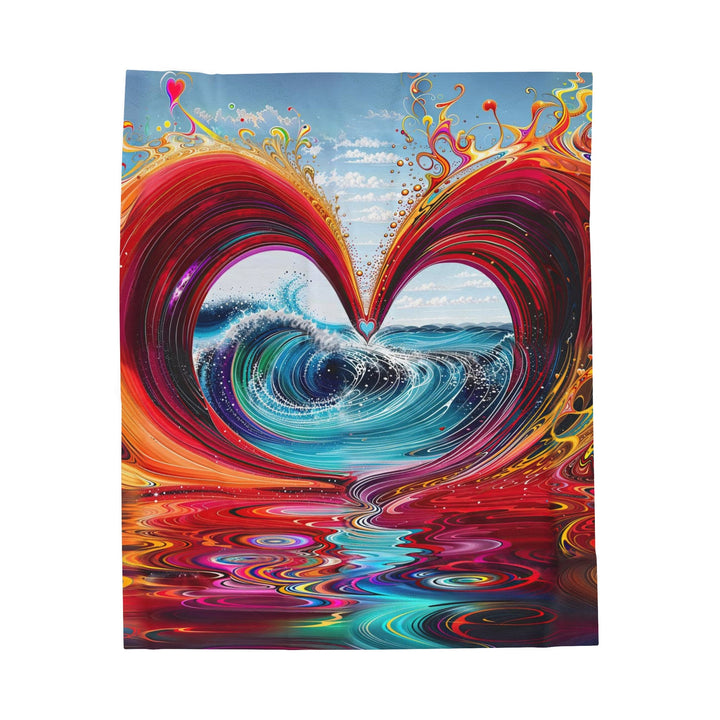 Vibrant Heart Waves - Velveteen Plush Blanket - All Over Prints - g(0D·IO) - 50" × 60" - -